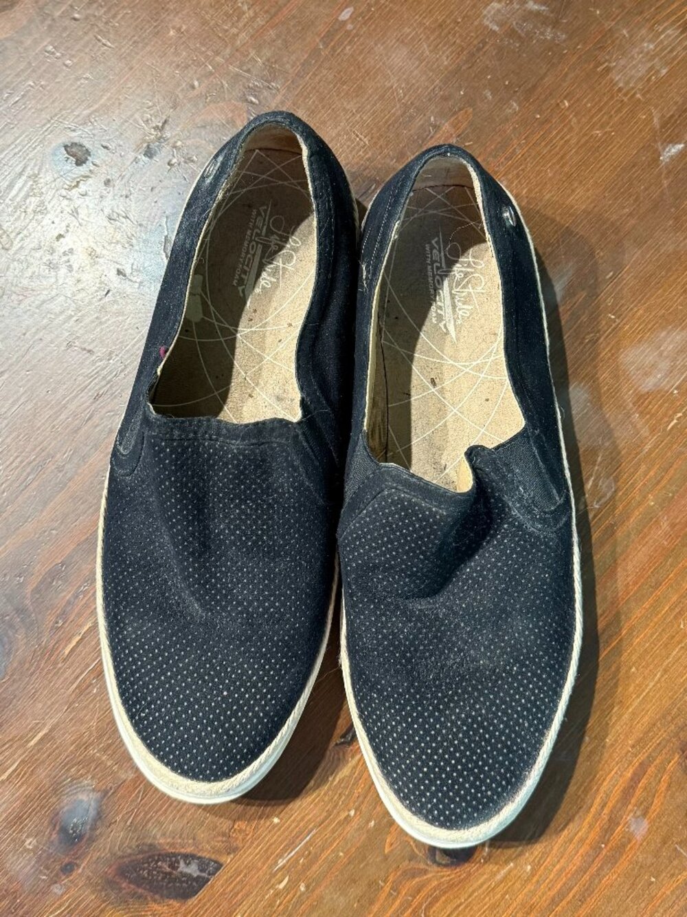 Life Stride Black Suede Slip Ons 7.5